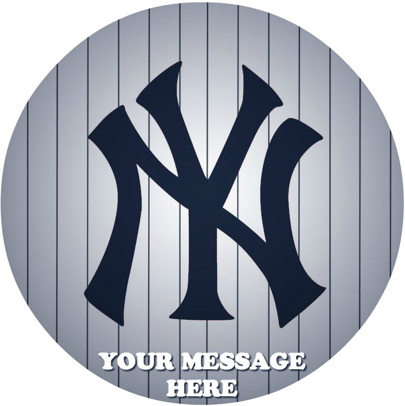 New York Yankees Edible Image Cake Topper Personalized Birthday Sheet Custom Frosting Round Circle