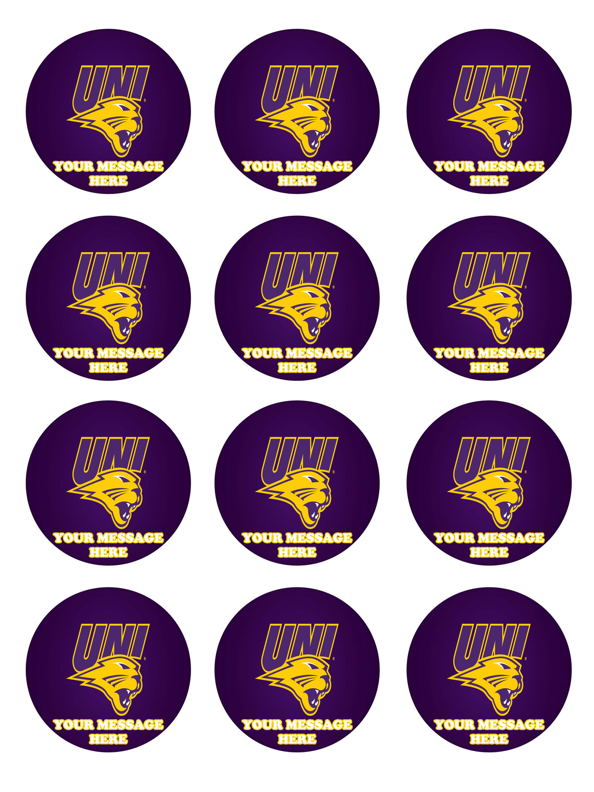 Northern Iowa Panthers Edible Cupcake Toppers (12 Images) Cake Image Icing Sugar Sheet