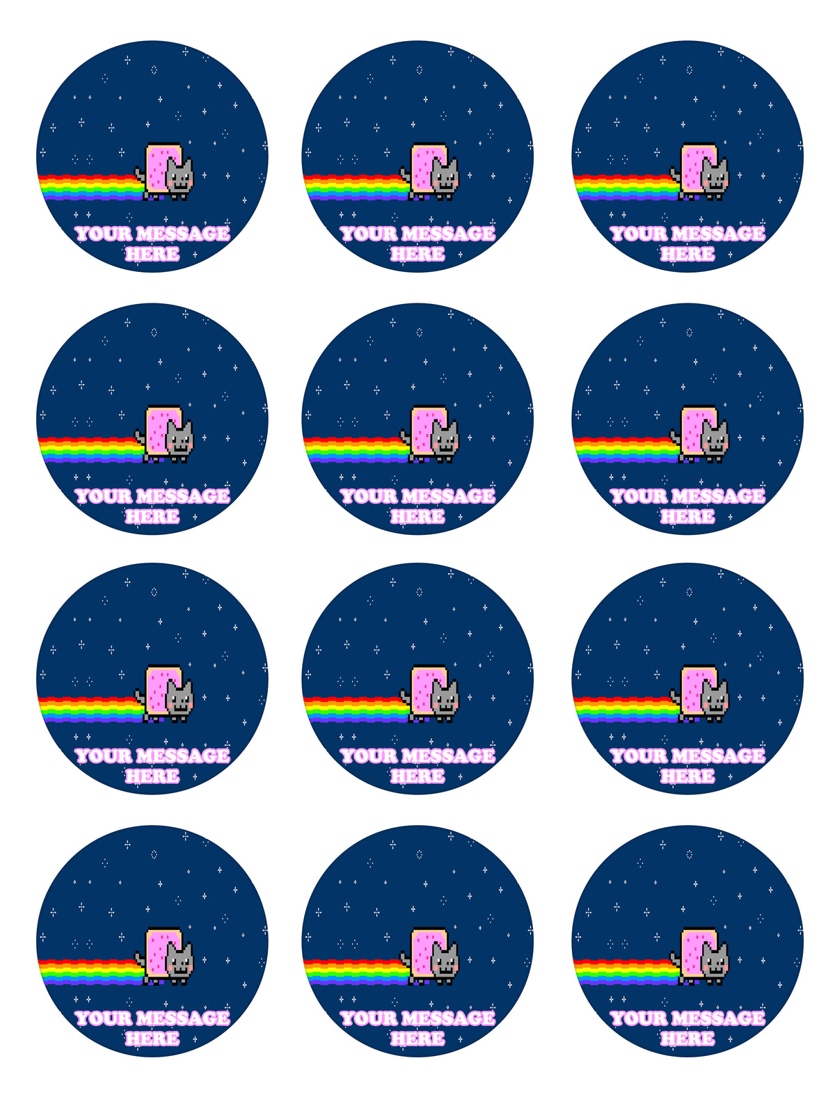 Nyan Cat Edible Cupcake Toppers (12 Images) Cake Image Icing Sugar Sheet