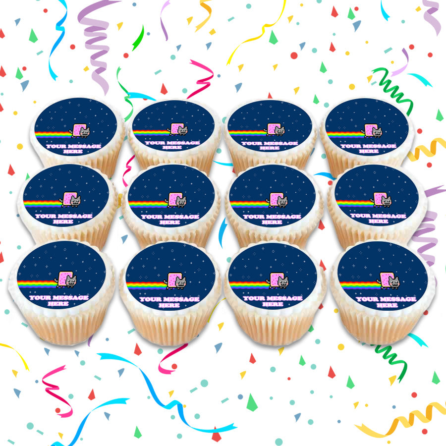 Nyan Cat Edible Cupcake Toppers (12 Images) Cake Image Icing Sugar Sheet