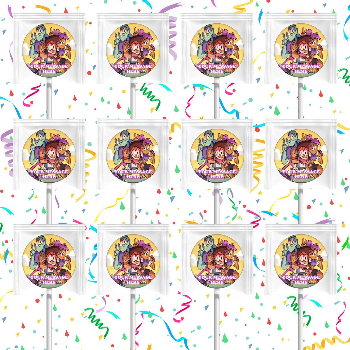 OK KO Let&#39;s Be Heroes Lollipops Party Favors Personalized Suckers 12 Pcs