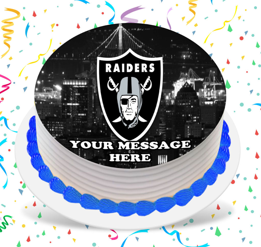 Las Vegas Oakland Raiders Edible Image Cake Topper Personalized Birthday Sheet Custom Frosting Round Circle