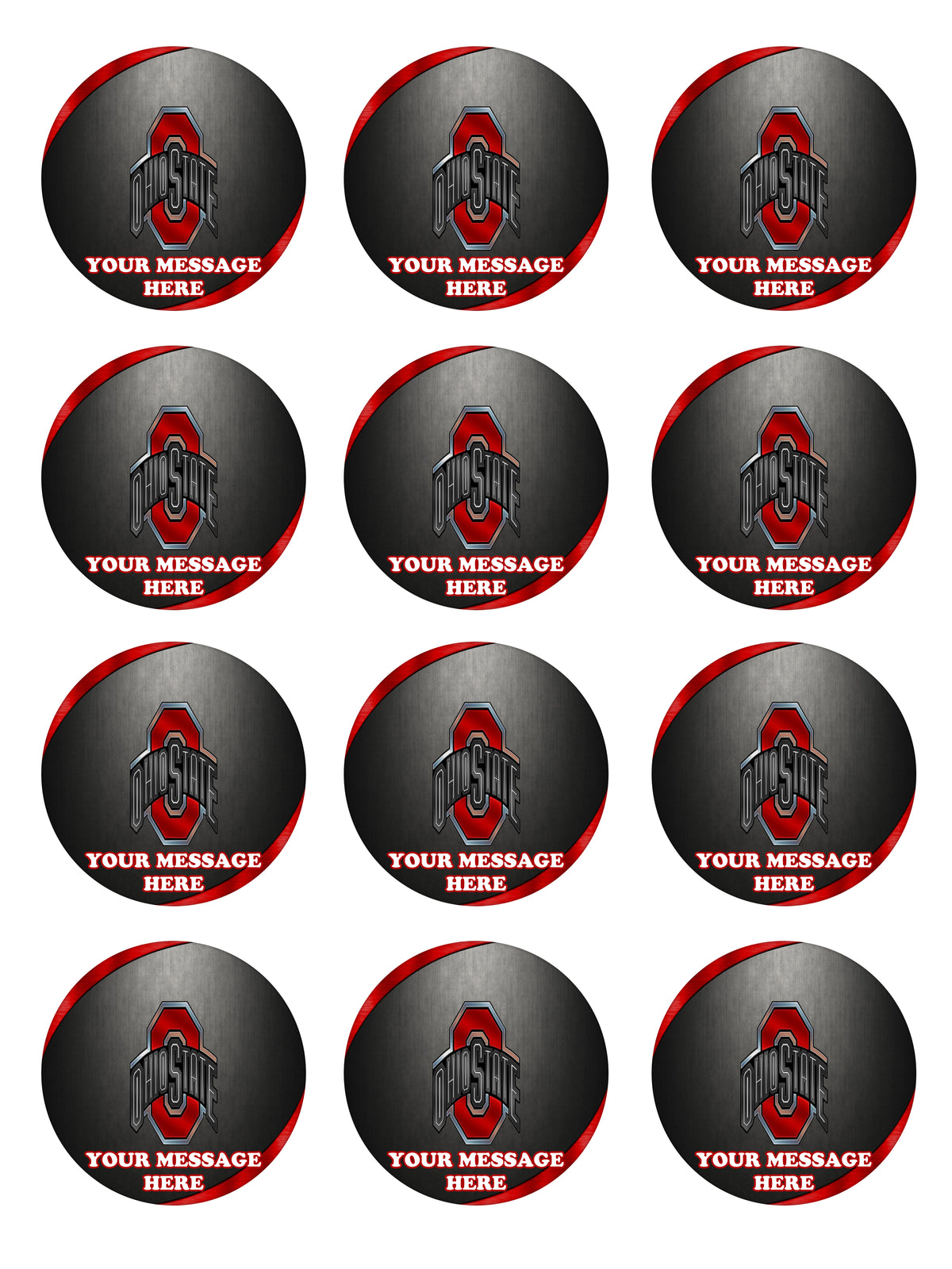 Ohio State Buckeyes Edible Cupcake Toppers (12 Images) Cake Image Icing Sugar Sheet