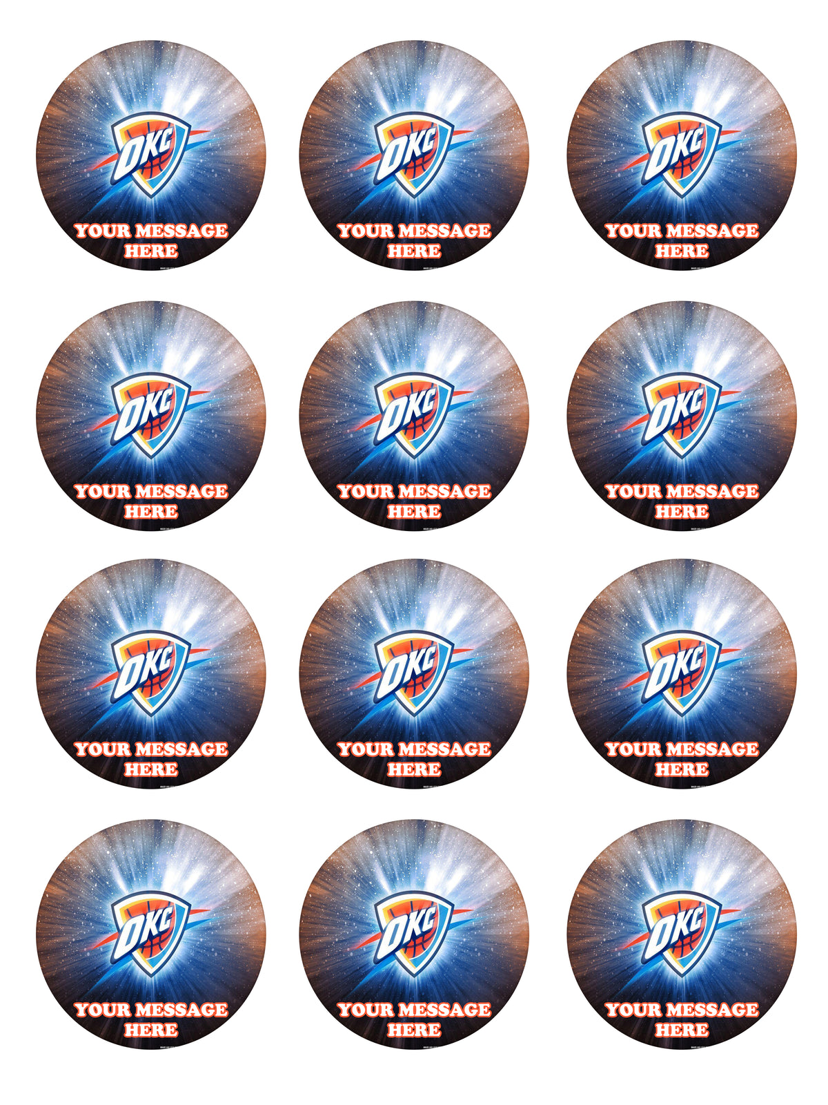 Oklahoma City Thunder Edible Cupcake Toppers (12 Images) Cake Image Icing Sugar Sheet
