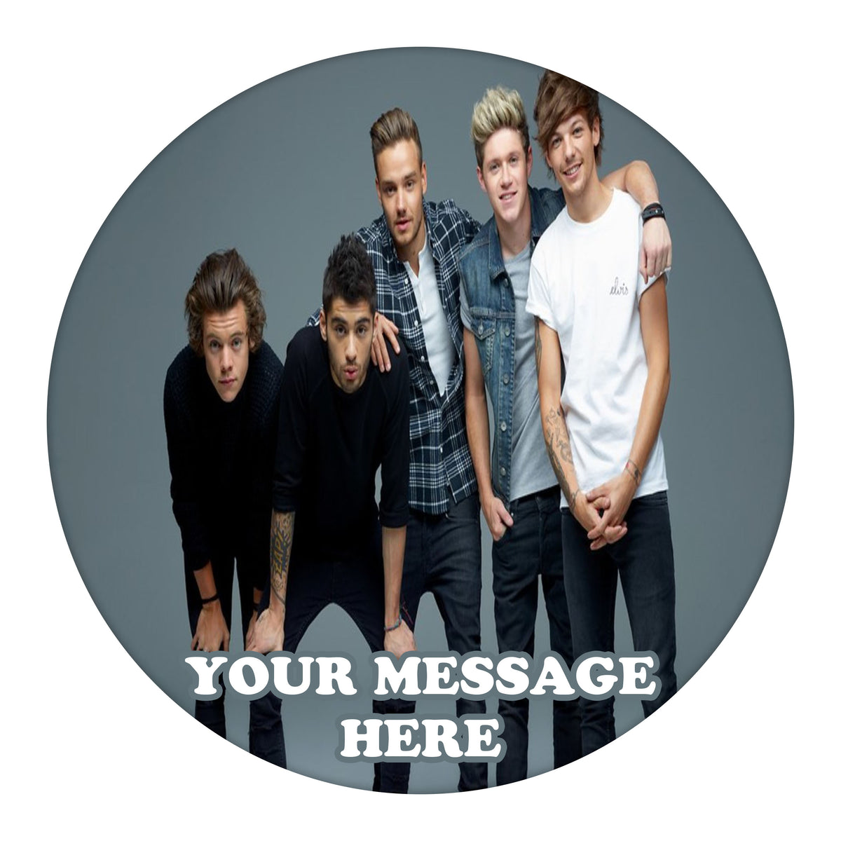 One Direction Edible Image Cake Topper Personalized Birthday Sheet Custom Frosting Round Circle