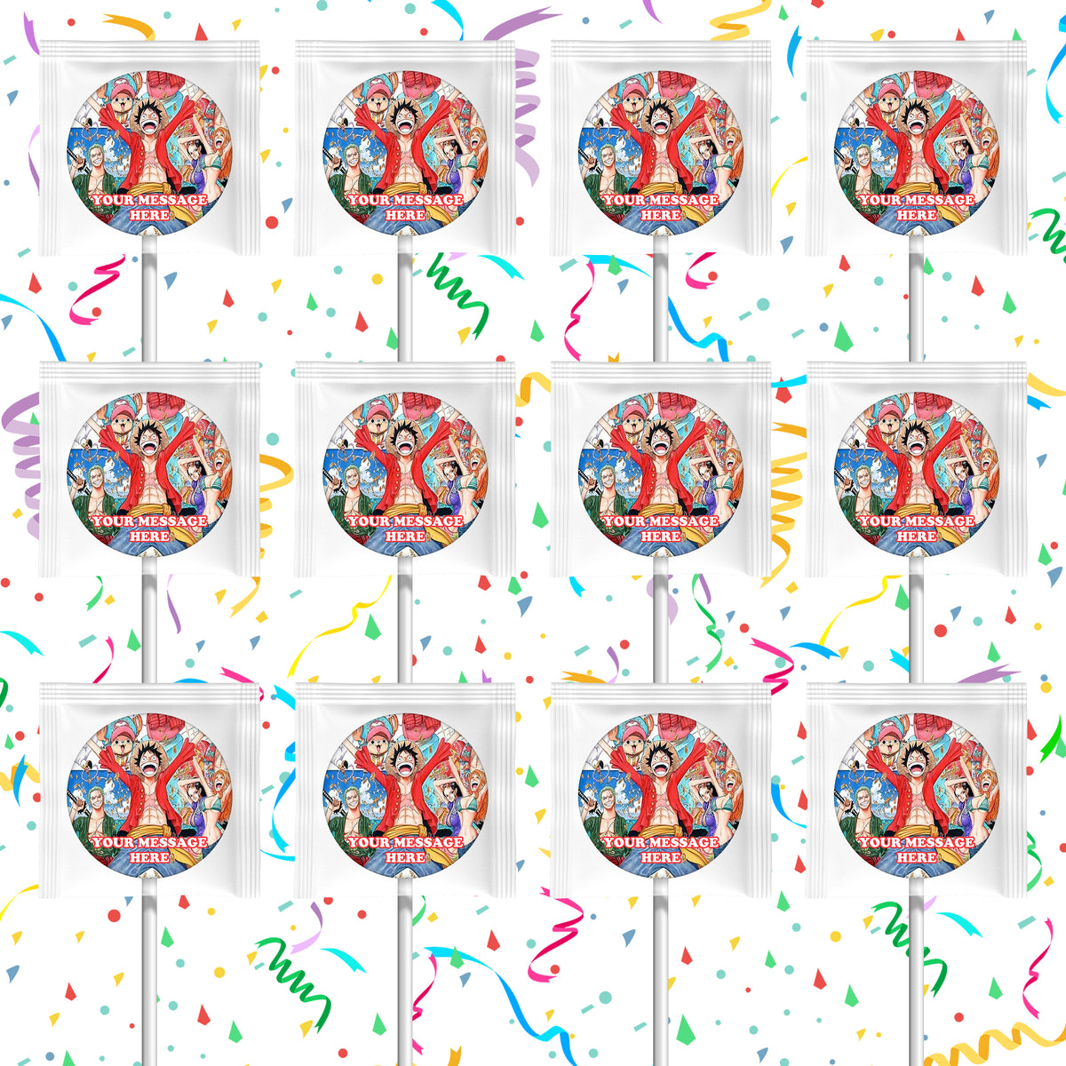 One Piece Lollipops Party Favors Personalized Suckers 12 Pcs