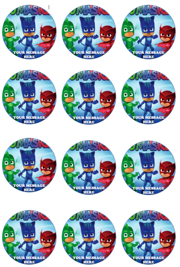 PJ Masks Edible Cupcake Toppers (12 Images) Cake Image Icing Sugar Sheet Edible Cake Images