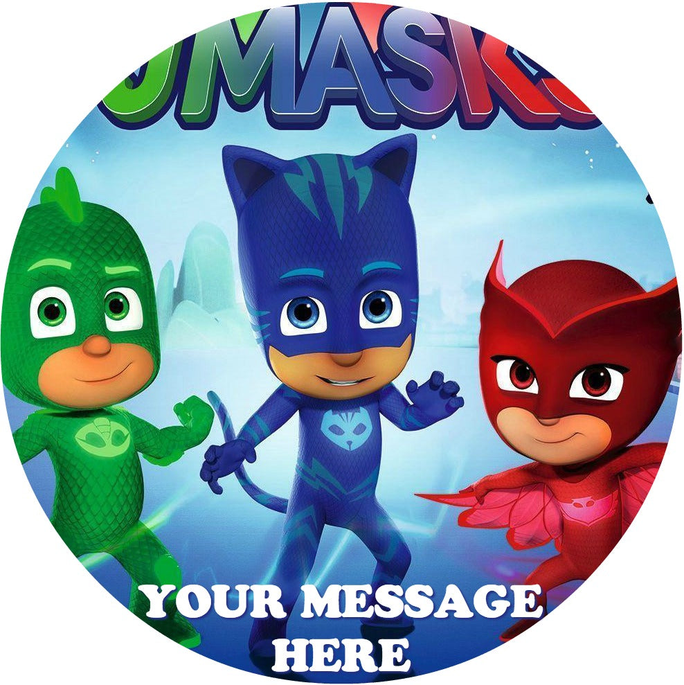 PJ Masks Edible Image Cake Topper Personalized Birthday Sheet Custom Frosting Round Circle