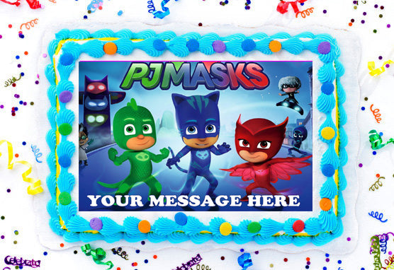 PJ Masks Edible Image Cake Topper Personalized Birthday Sheet Decoration Custom Party Frosting Transfer Fondant