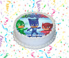 PJ Masks Edible Image Cake Topper Personalized Birthday Sheet Custom Frosting Round Circle