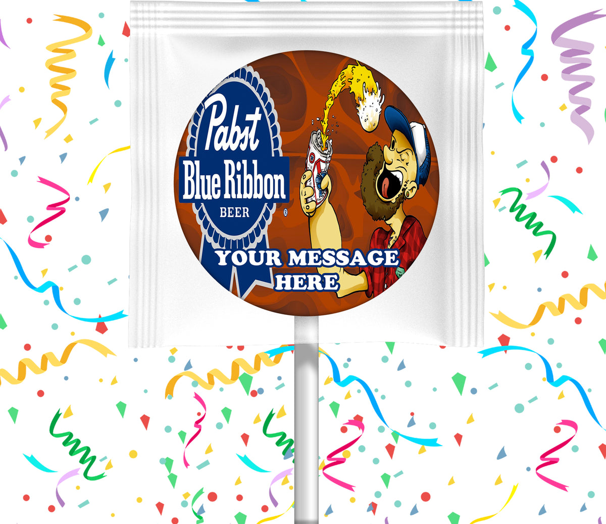 Pabst Blue Ribbon Lollipops Party Favors Personalized Suckers 12 Pcs