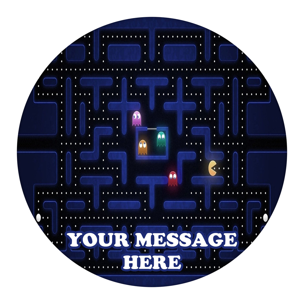 Pac-Man Edible Image Cake Topper Personalized Birthday Sheet Custom Frosting Round Circle