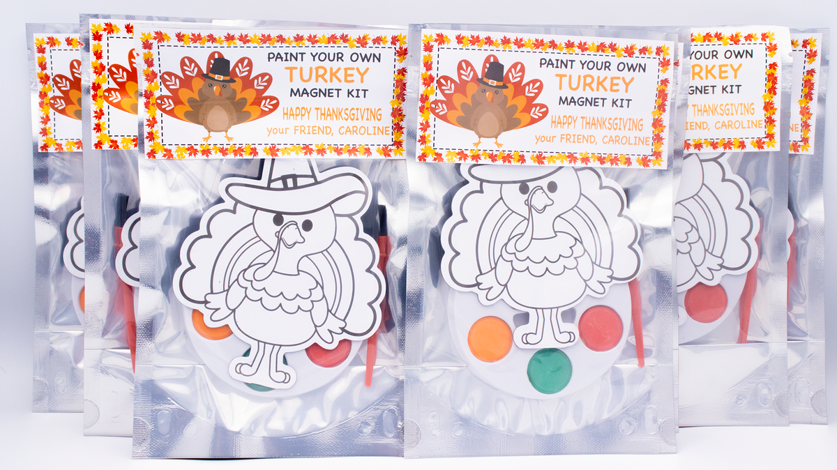 Paint Your Own Turkey, Thanksgiving Craft, Classroom Treat, Personalized Thanksgiving Gifts