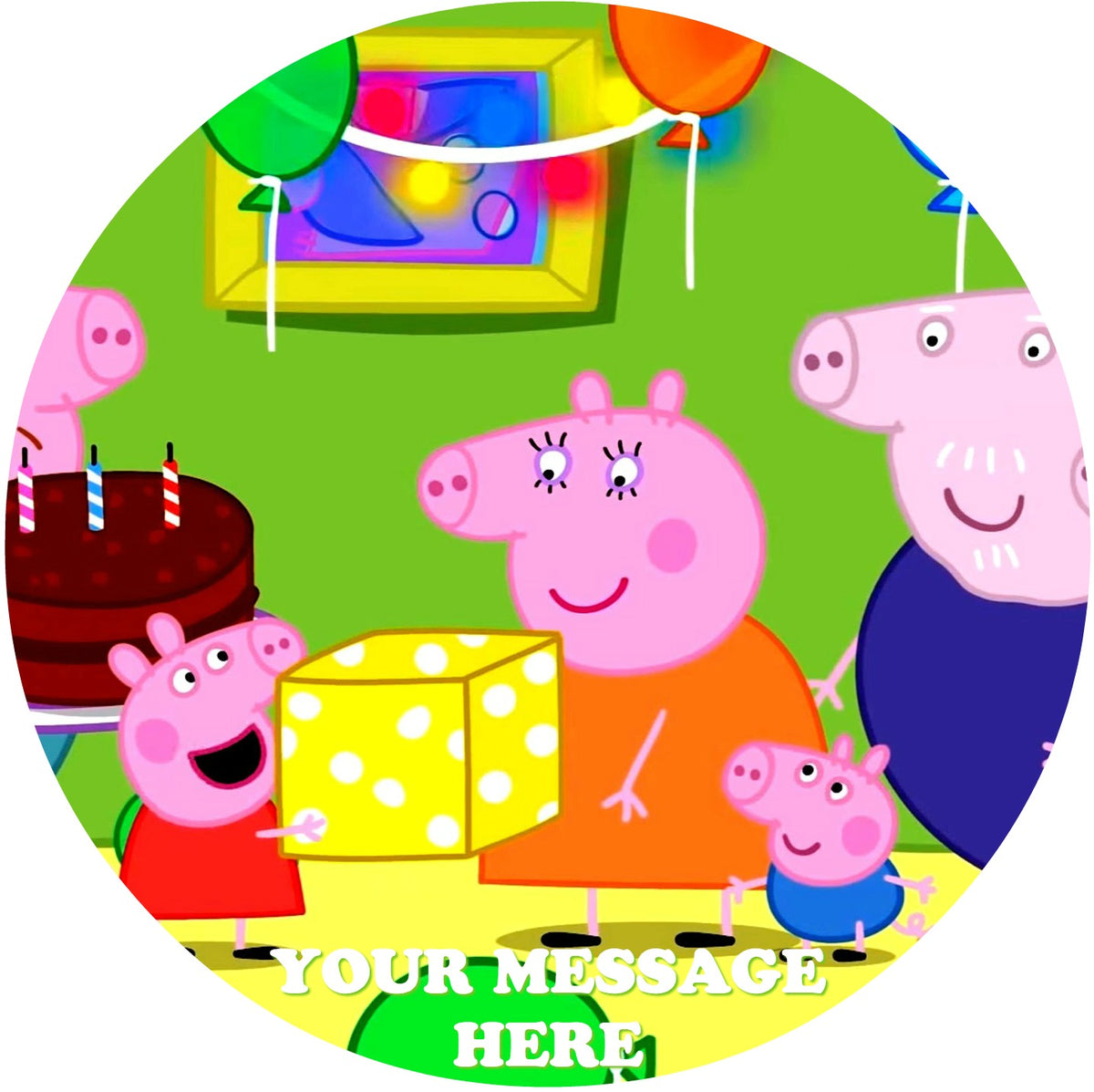Peppa Pig Edible Image Cake Topper Personalized Birthday Sheet Custom Frosting Round Circle