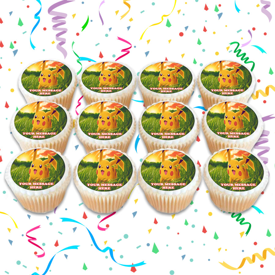 Pikachu Edible Cupcake Toppers (12 Images) Cake Image Icing Sugar Sheet Edible Cake Images