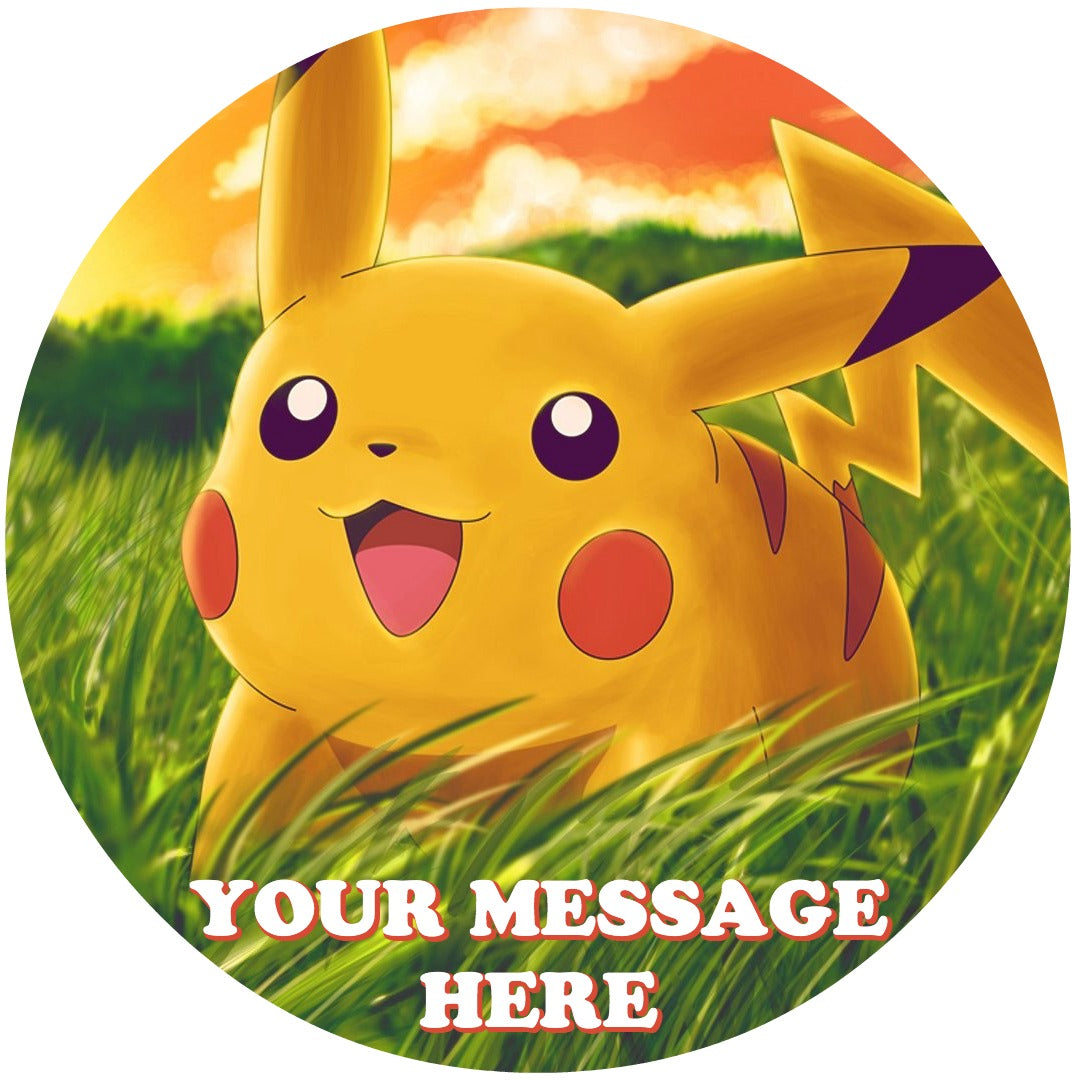 Pikachu Edible Image Cake Topper Personalized Birthday Sheet Custom Frosting Round Circle