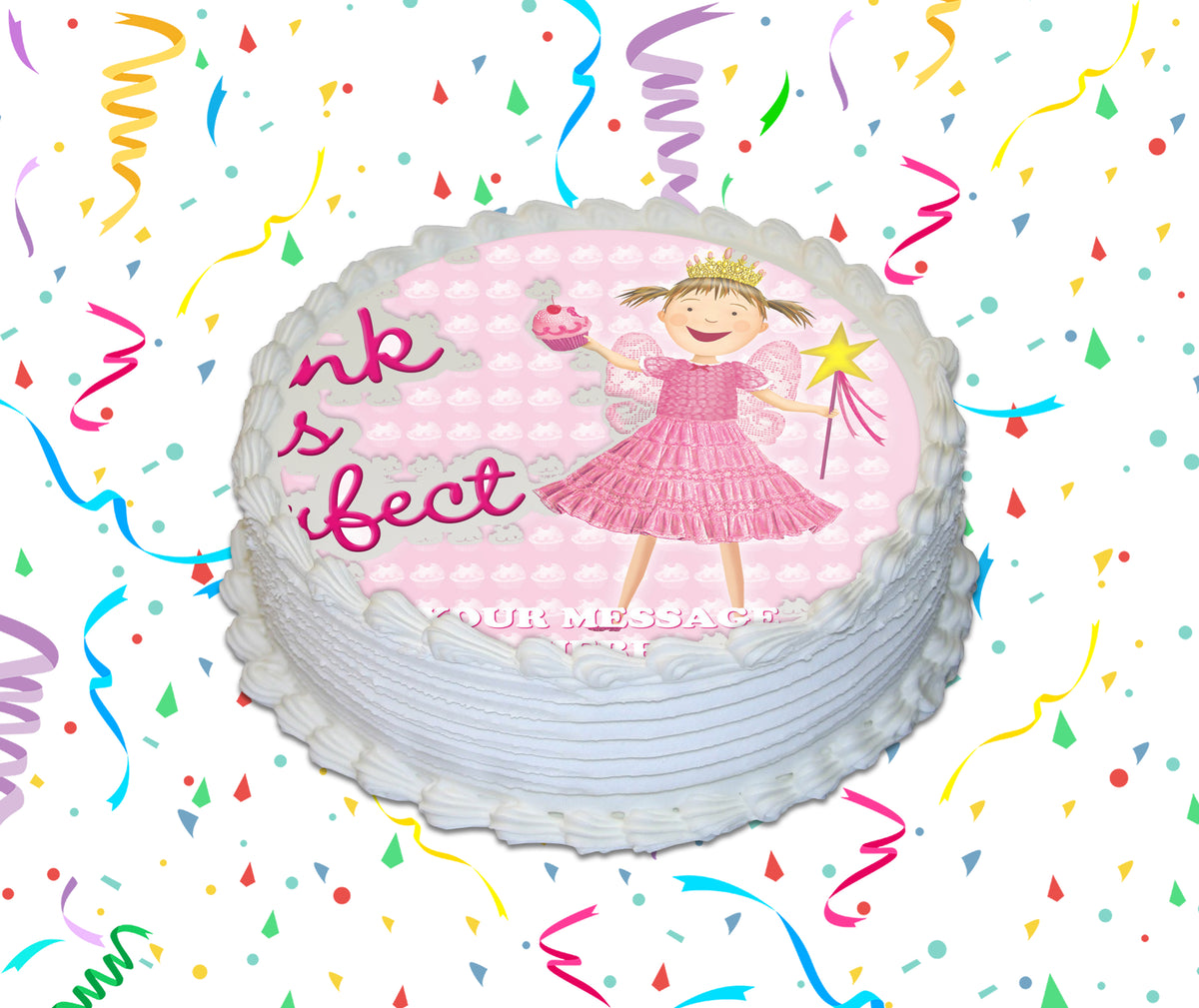 Pinkalicious Edible Image Cake Topper Personalized Birthday Sheet Custom Frosting Round Circle