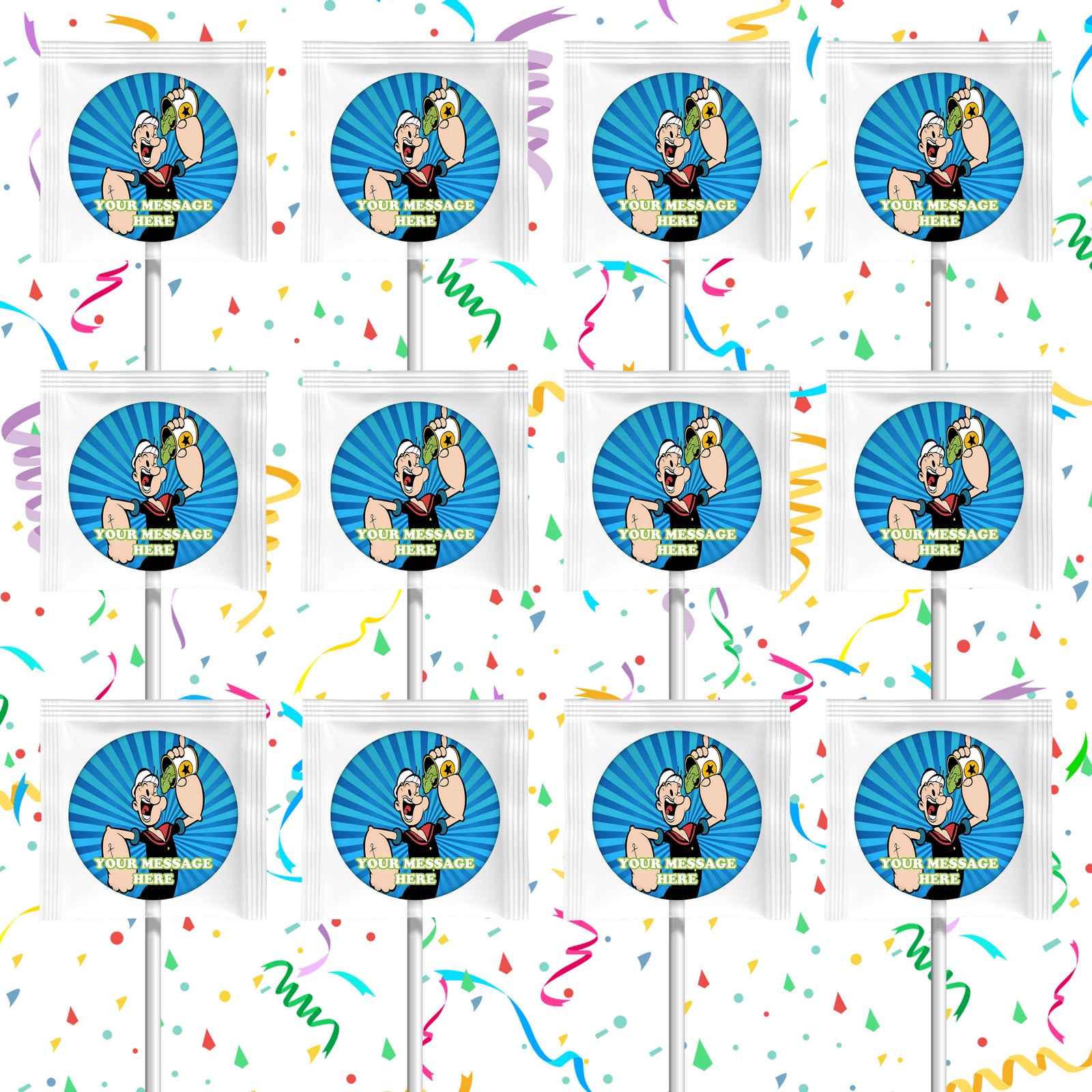 Popeye Lollipops Party Favors Personalized Suckers 12 Pcs