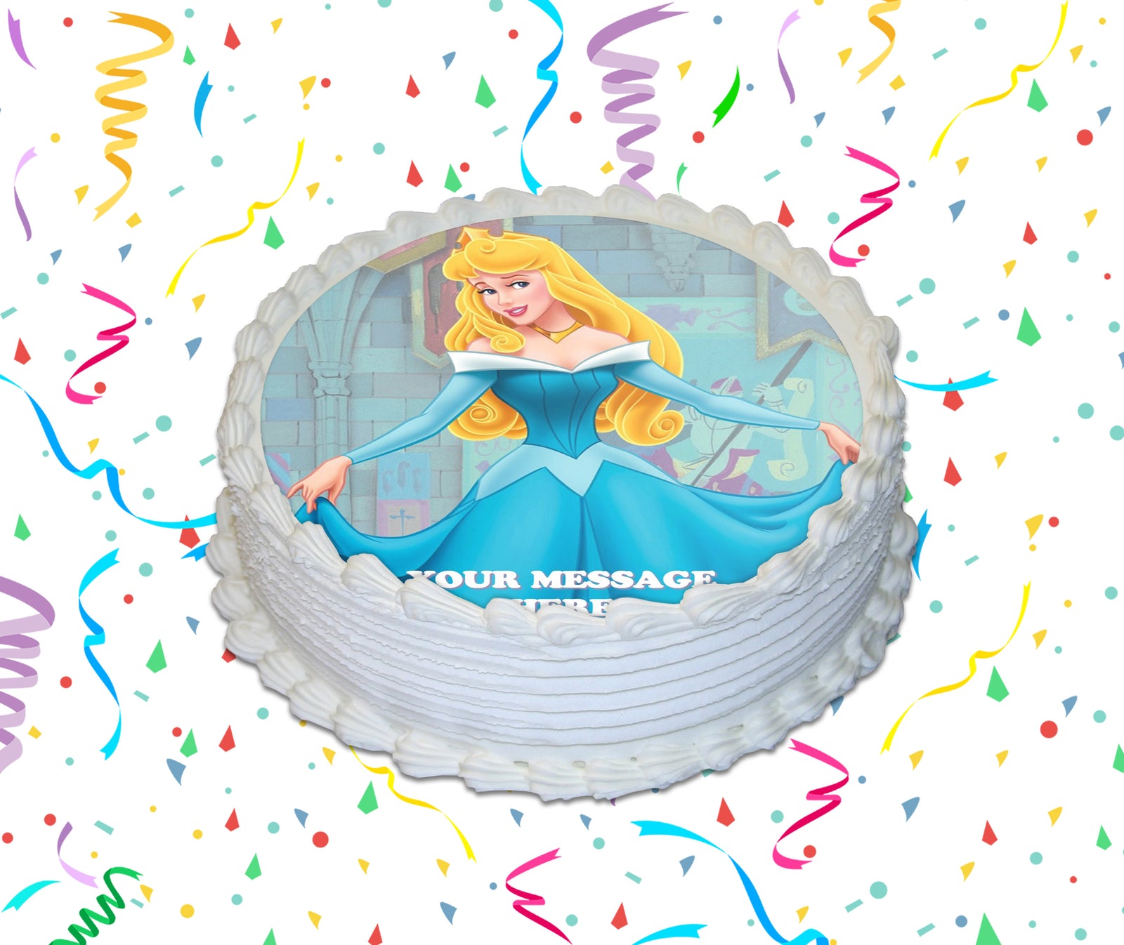 Princess Aurora Edible Image Cake Topper Personalized Birthday Sheet Custom Frosting Round Circle