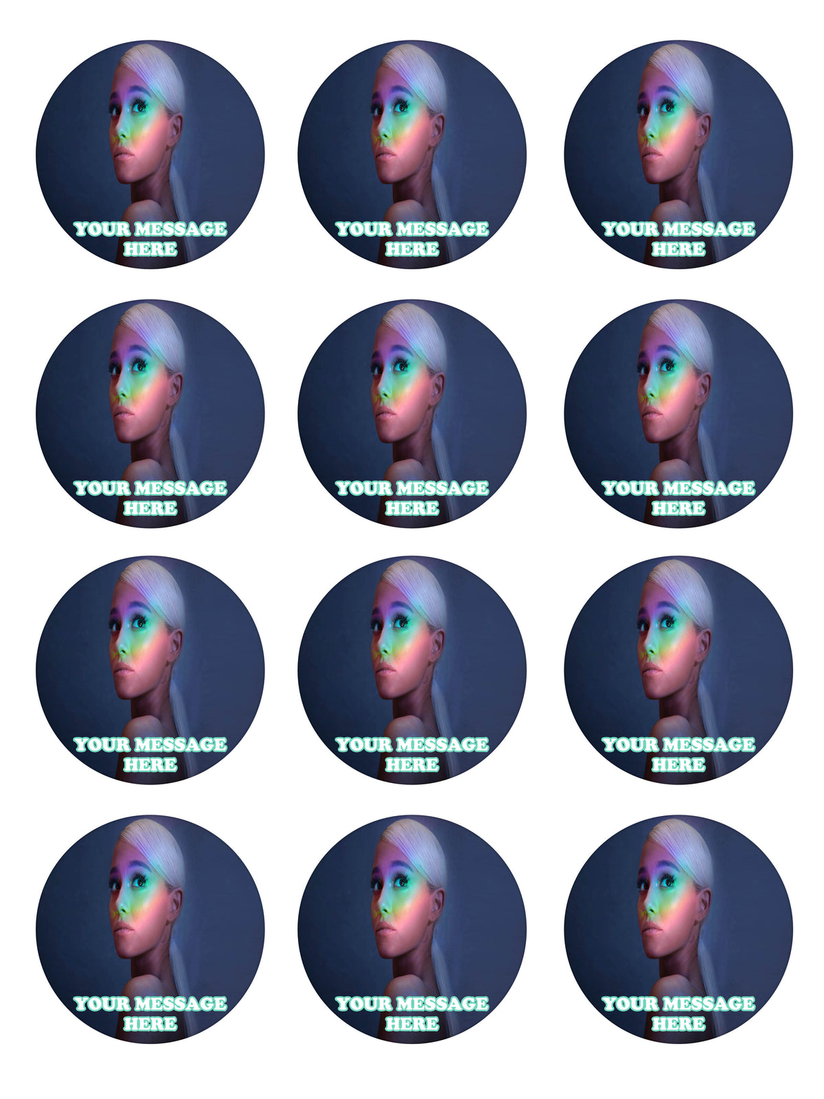 Ariana Grande Edible Cupcake Toppers (12 Images) Cake Image Icing Sugar Sheet