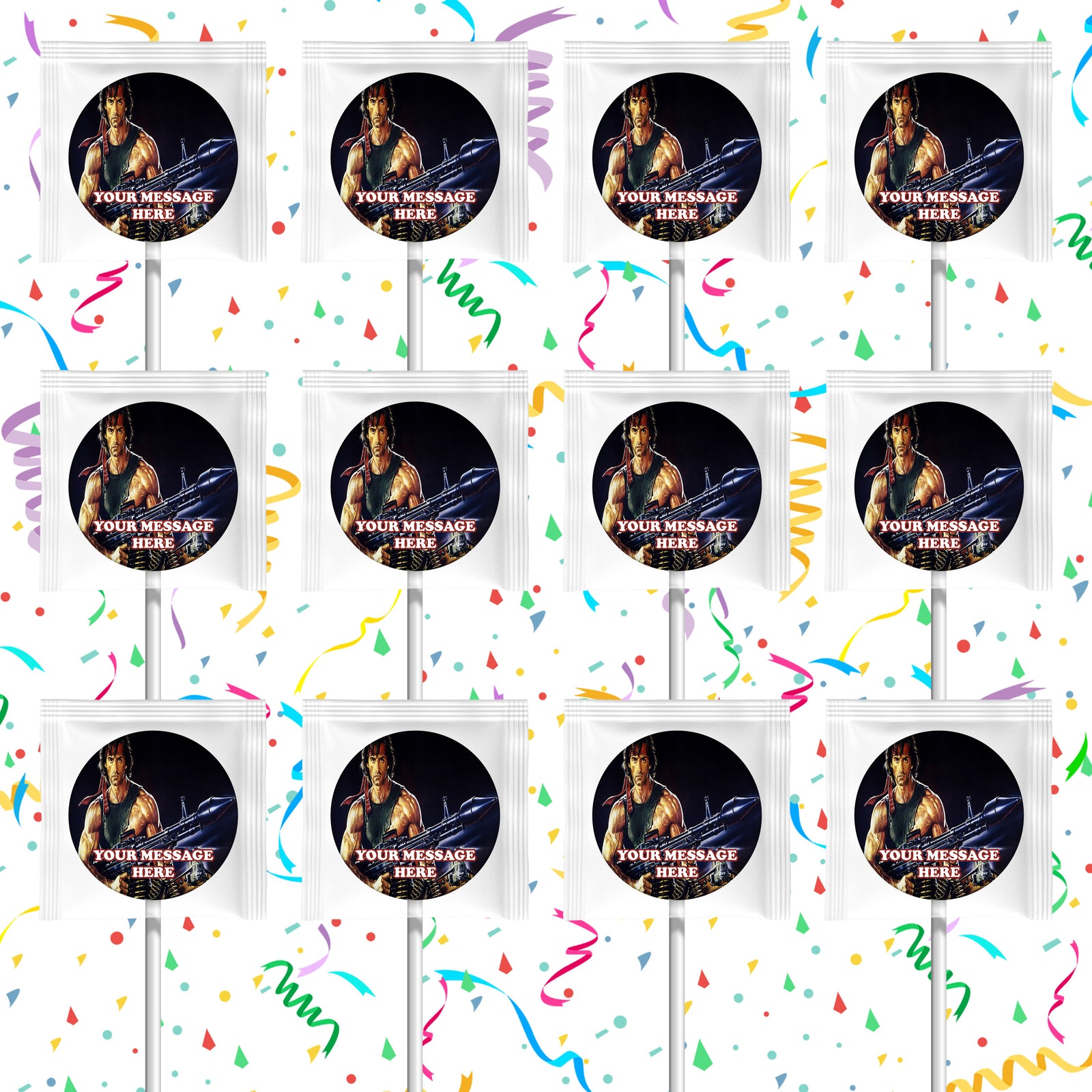 Rambo Lollipops Party Favors Personalized Suckers 12 Pcs