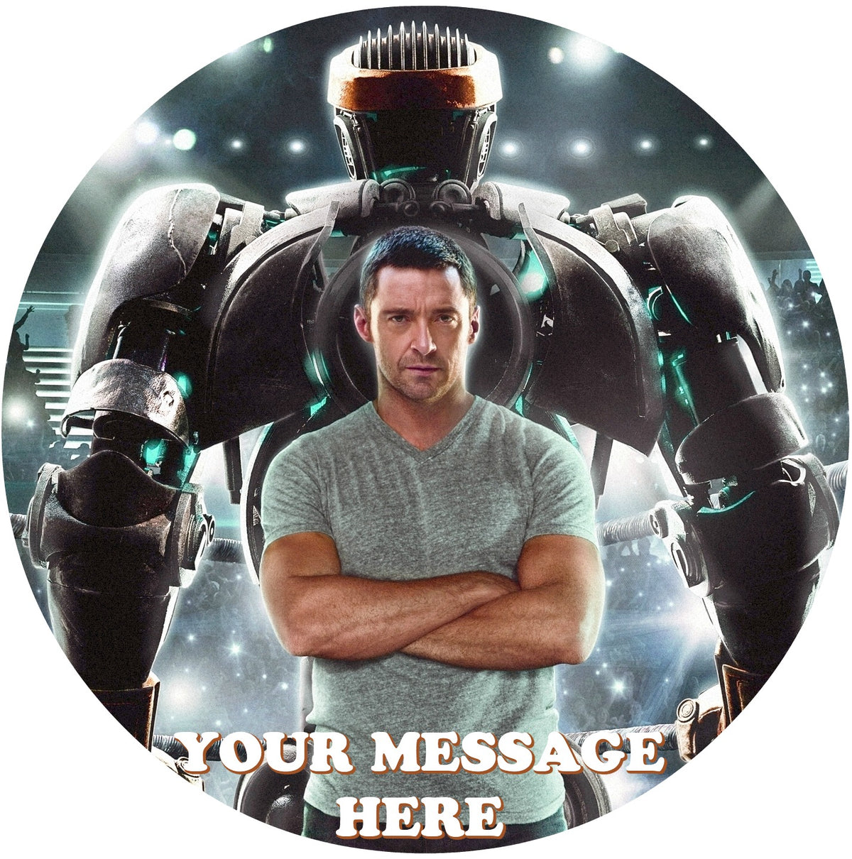 Real Steel Edible Image Cake Topper Personalized Birthday Sheet Custom Frosting Round Circle