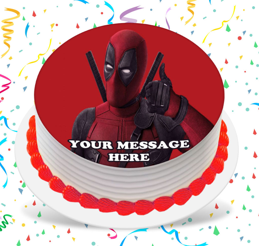 Deadpool Edible Image Cake Topper Personalized Birthday Sheet Custom Frosting Round Circle