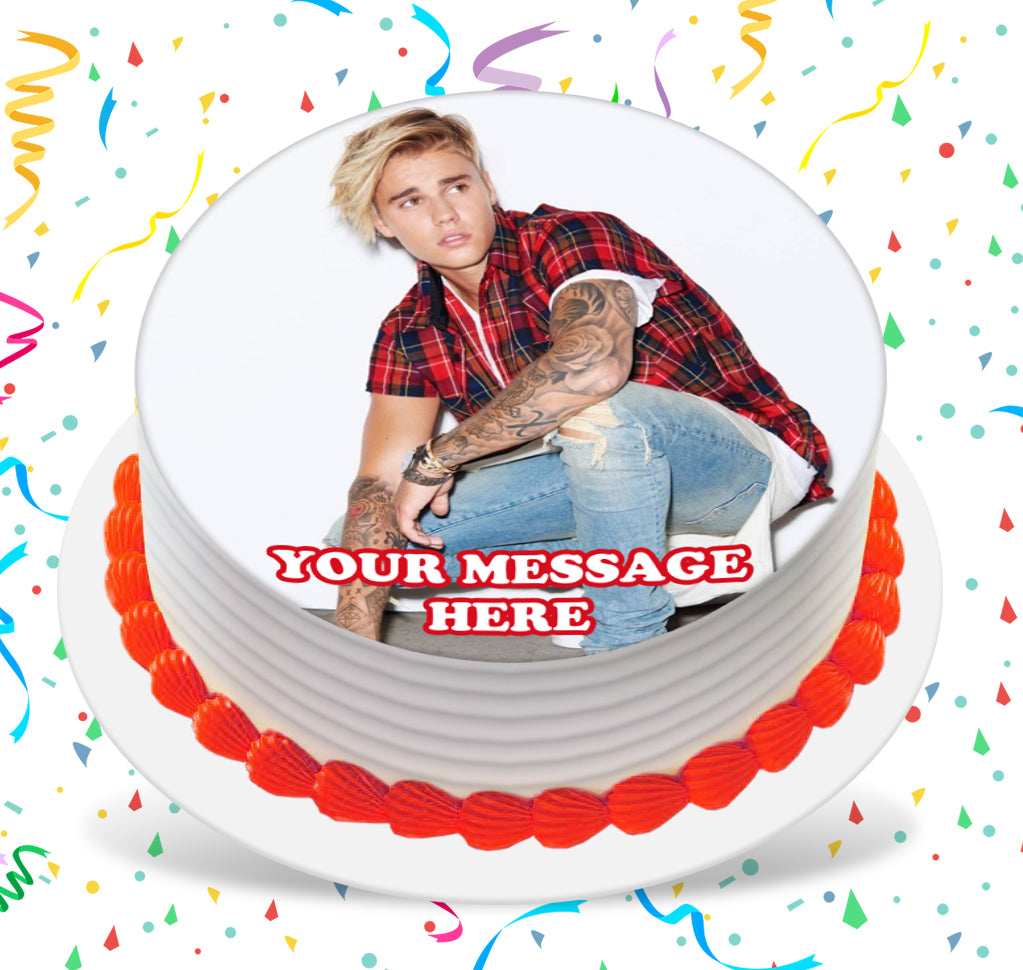 Justin Bieber Edible Image Cake Topper Personalized Birthday Sheet Custom Frosting Round Circle