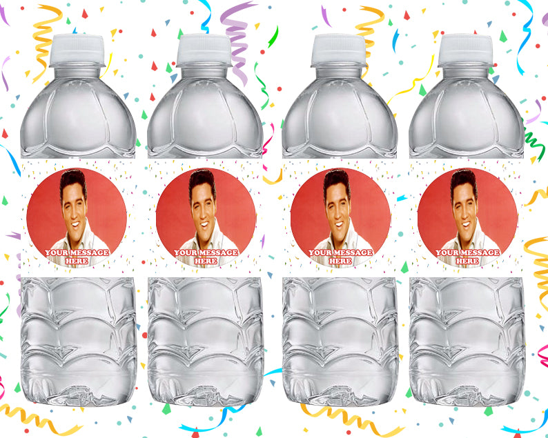 Elvis Presley Water Bottle Stickers 12 Pcs Labels Party Favors Supplies Decorations