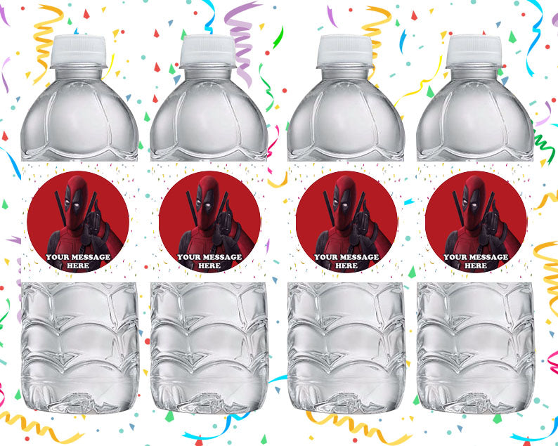 Deadpool Water Bottle Stickers 12 Pcs Labels Party Favors Supplies Decorations