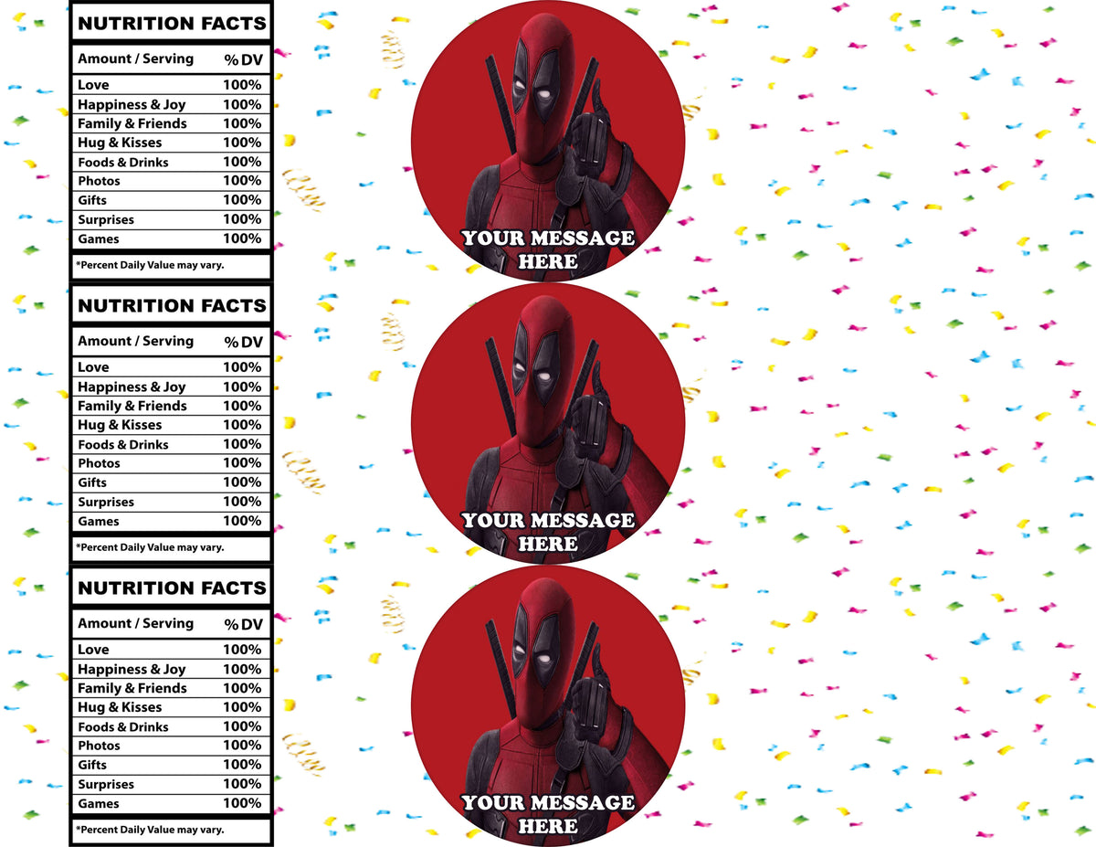 Deadpool Water Bottle Stickers 12 Pcs Labels Party Favors Supplies Decorations