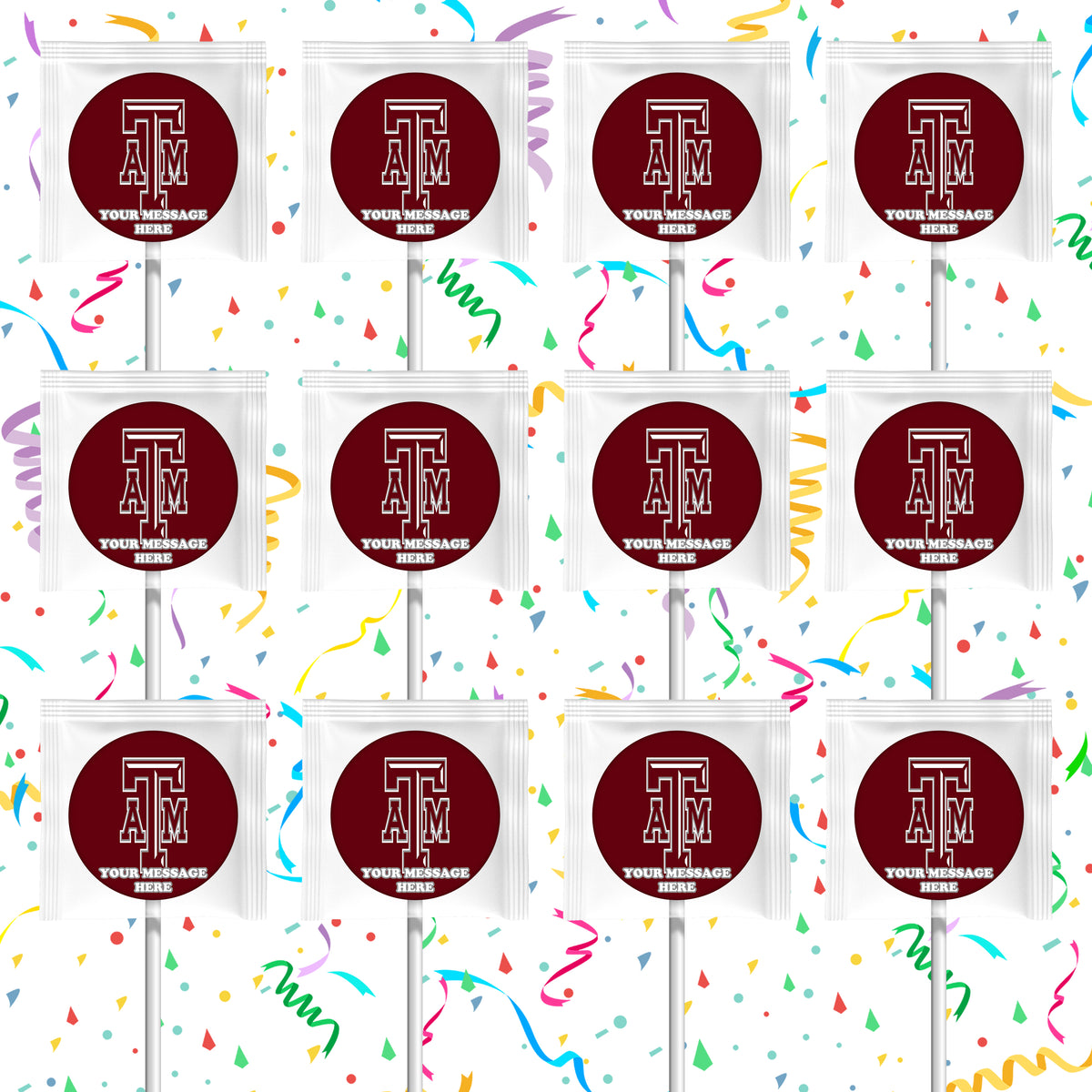 Texas A&amp;M University Lollipops Party Favors Personalized Suckers 12 Pcs