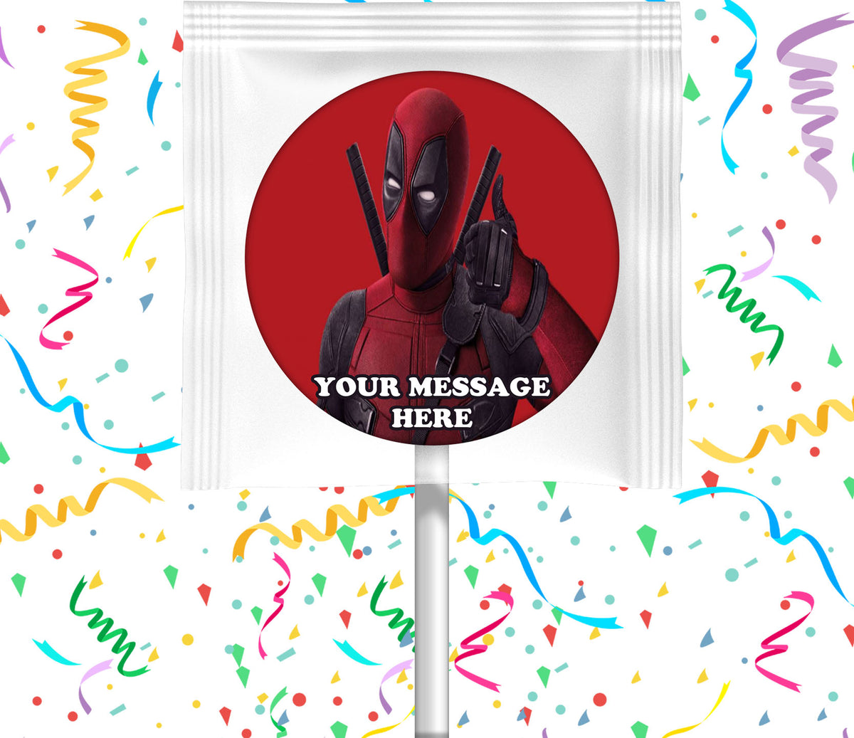 Deadpool Lollipops Party Favors Personalized Suckers 12 Pcs