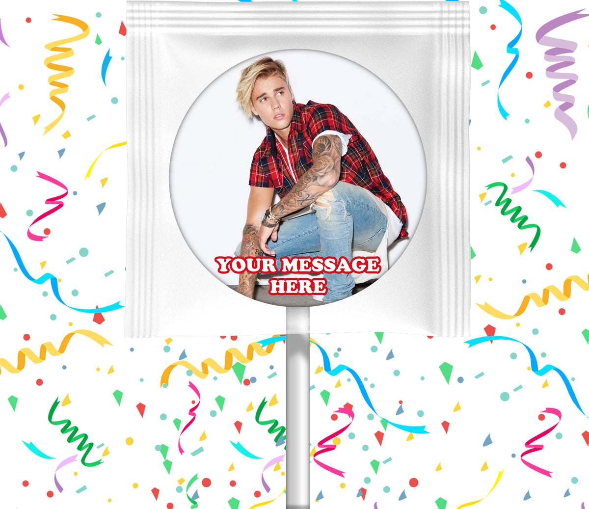 Justin Bieber Lollipops Party Favors Personalized Suckers 12 Pcs