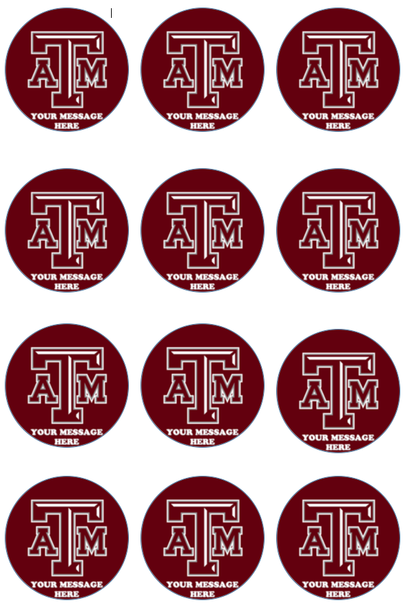 Texas A&M University Edible Cupcake Toppers (12 Images) Cake Image Icing Sugar Sheet Edible Cake Images