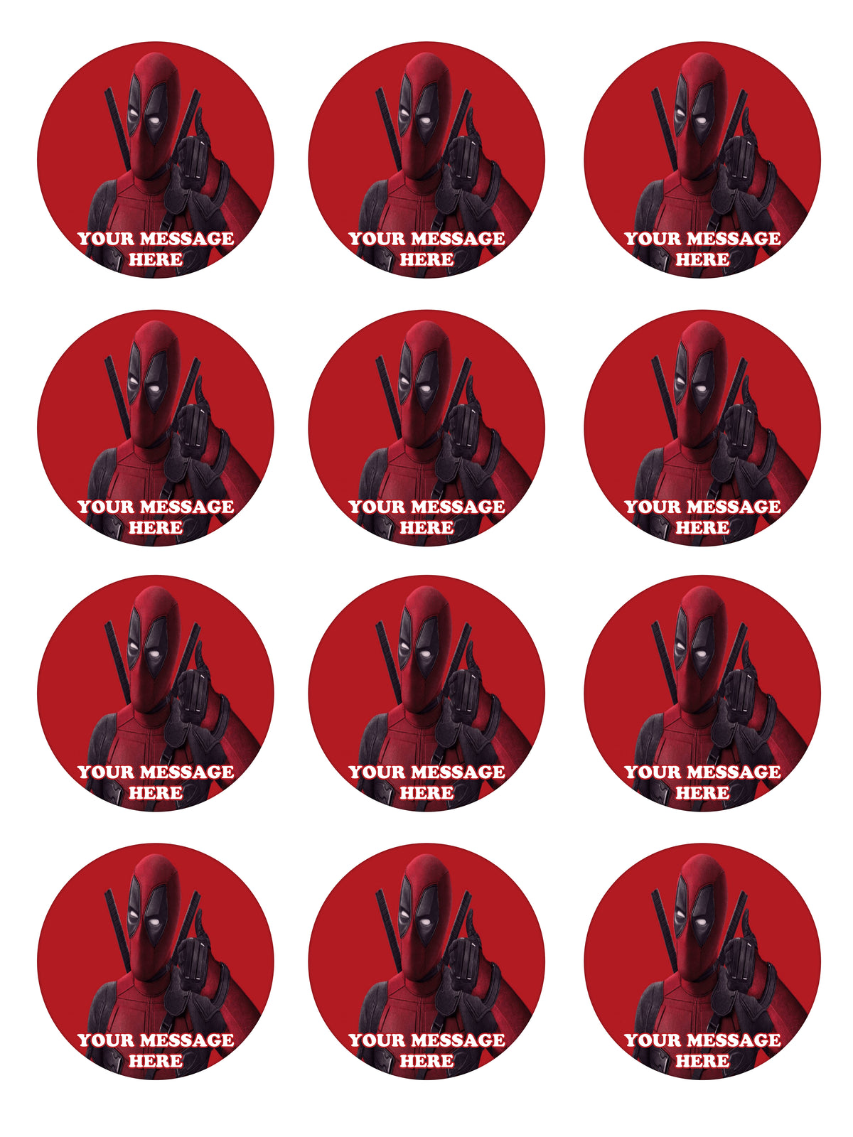 Deadpool Edible Cupcake Toppers (12 Images) Cake Image Icing Sugar Sheet