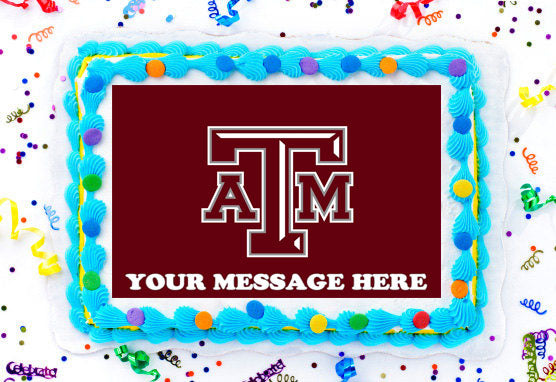 Texas A&amp;M University Edible Image Cake Topper Personalized Birthday Sheet Decoration Custom Party Frosting Transfer Fondant