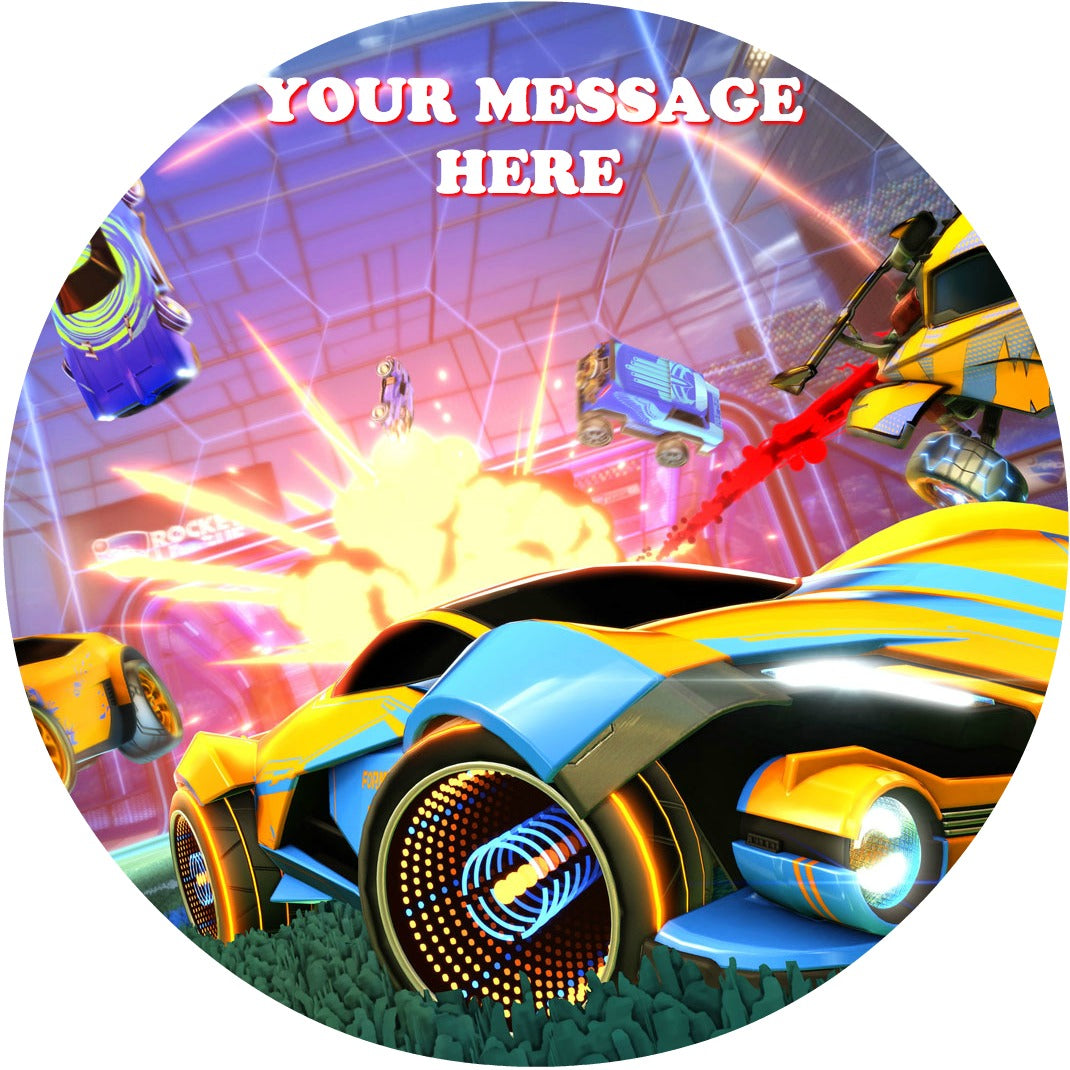 Rocket League Edible Image Cake Topper Personalized Birthday Sheet Custom Frosting Round Circle
