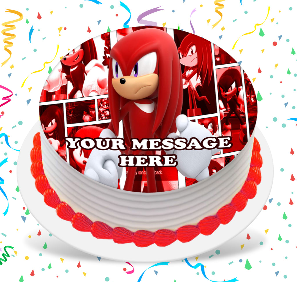 Sonic The Hedgehog Knuckles The Echidna Edible Image Cake Topper Personalized Birthday Sheet Custom Frosting Round Circle