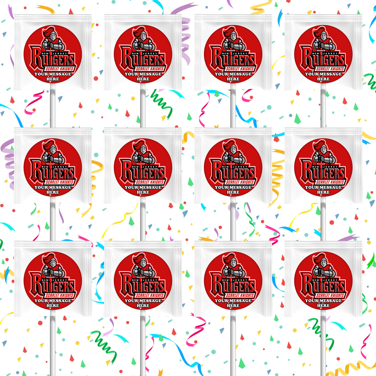 Rutgers Scarlet Knights Lollipops Party Favors Personalized Suckers 12 Pcs