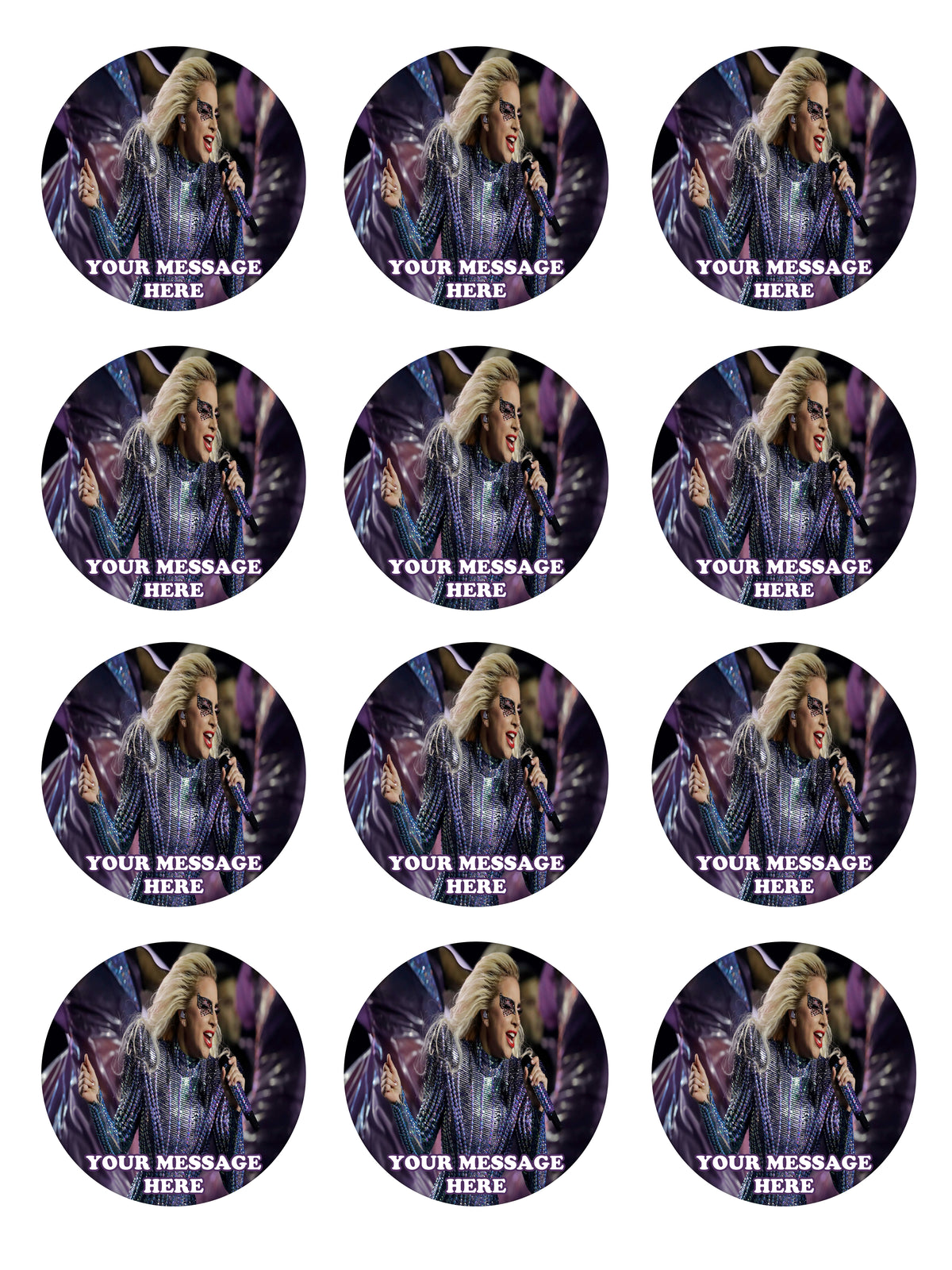 Lady Gaga Edible Cupcake Toppers (12 Images) Cake Image Icing Sugar Sheet