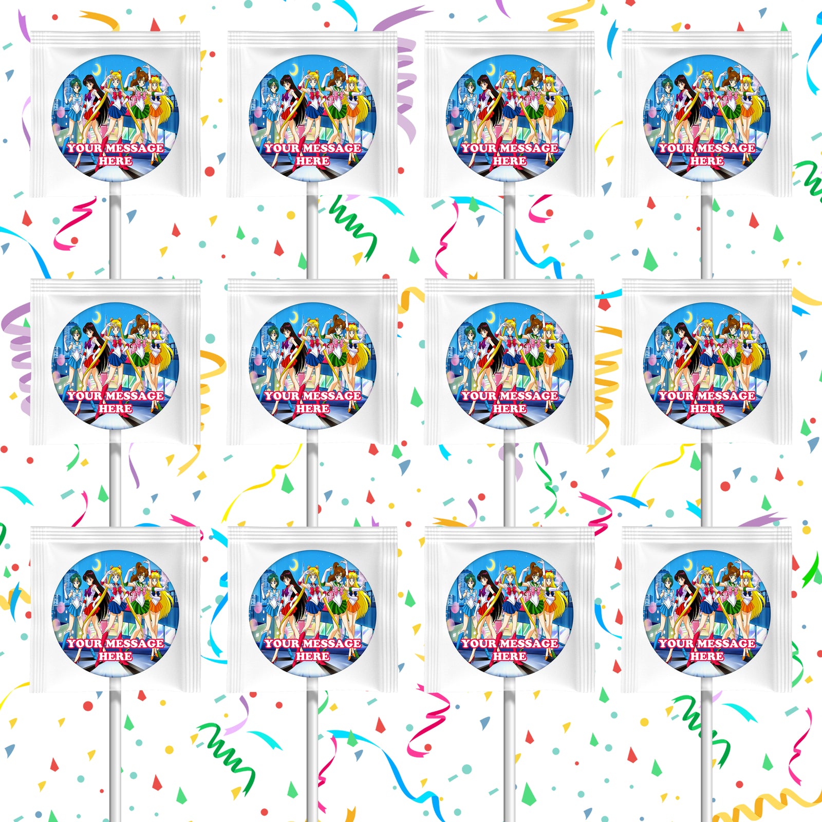 Sailor Moon Lollipops Party Favors Personalized Suckers 12 Pcs