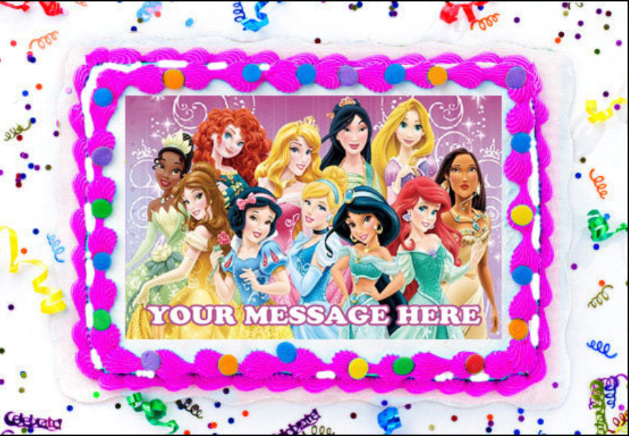 Disney Princess Edible Image Cake Topper Personalized Birthday Sheet Decoration Custom Party Frosting Transfer Fondant