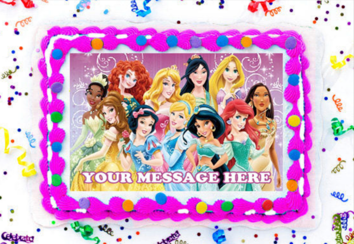 Disney Princess Edible Image Cake Topper Personalized Birthday Sheet Decoration Custom Party Frosting Transfer Fondant