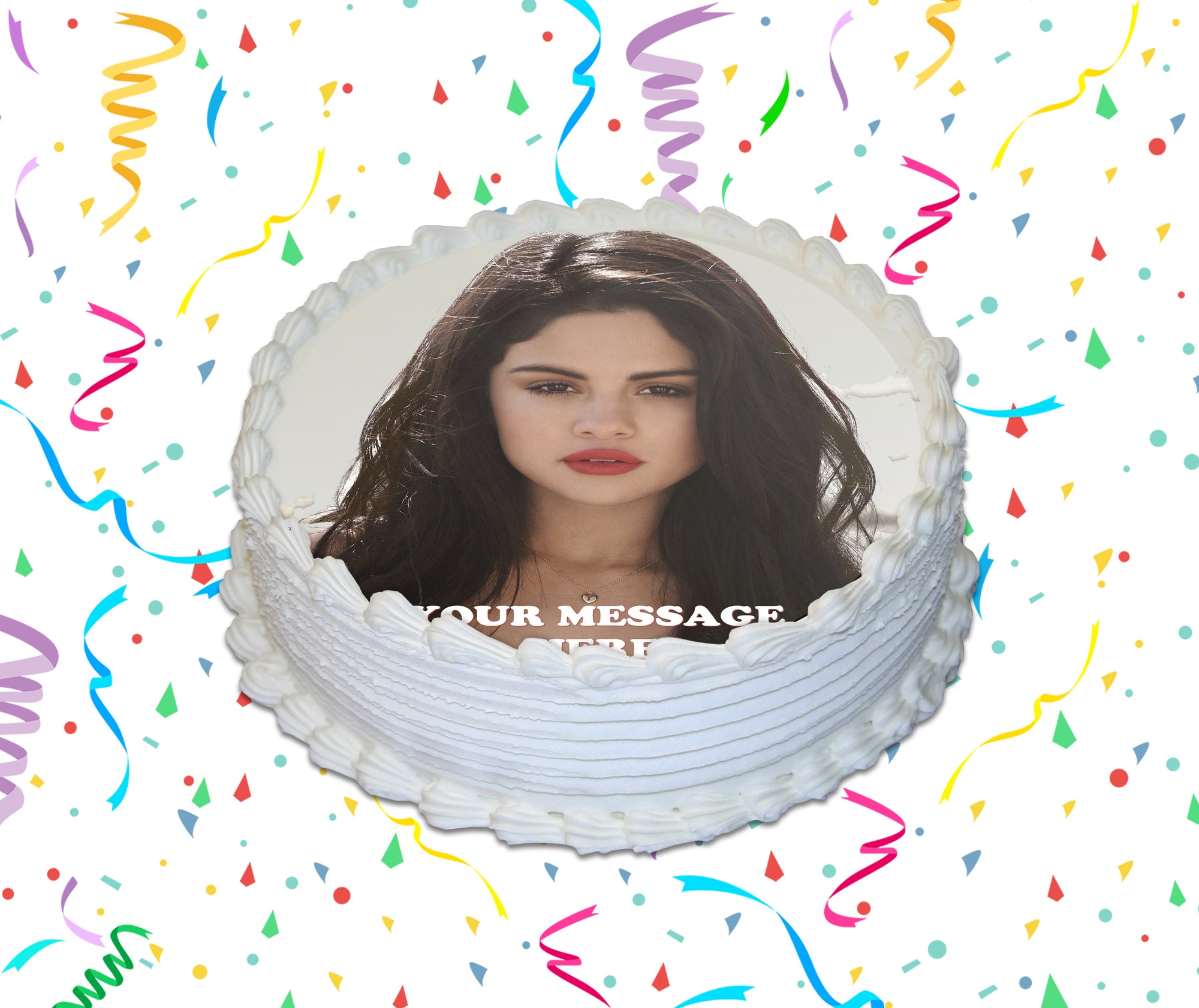 Selena Gomez Edible Image Cake Topper Personalized Birthday Sheet Custom Frosting Round Circle