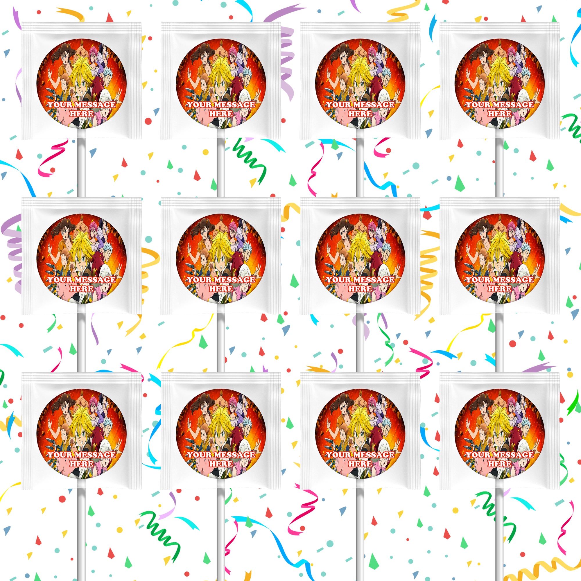 Seven Deadly Sins Lollipops Party Favors Personalized Suckers 12 Pcs