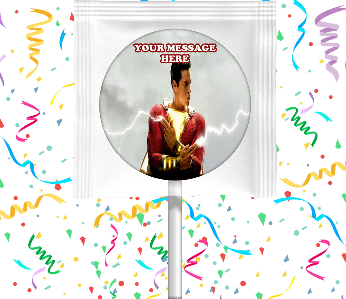 Shazam Lollipops Party Favors Personalized Suckers 12 Pcs