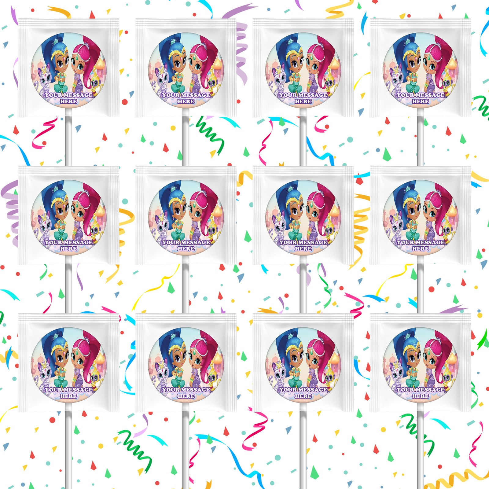 Shimmer And Shine Lollipops Party Favors Personalized Suckers 12 Pcs