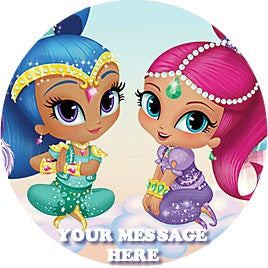 Shimmer And Shine Edible Image Cake Topper Personalized Birthday Sheet Custom Frosting Round Circle