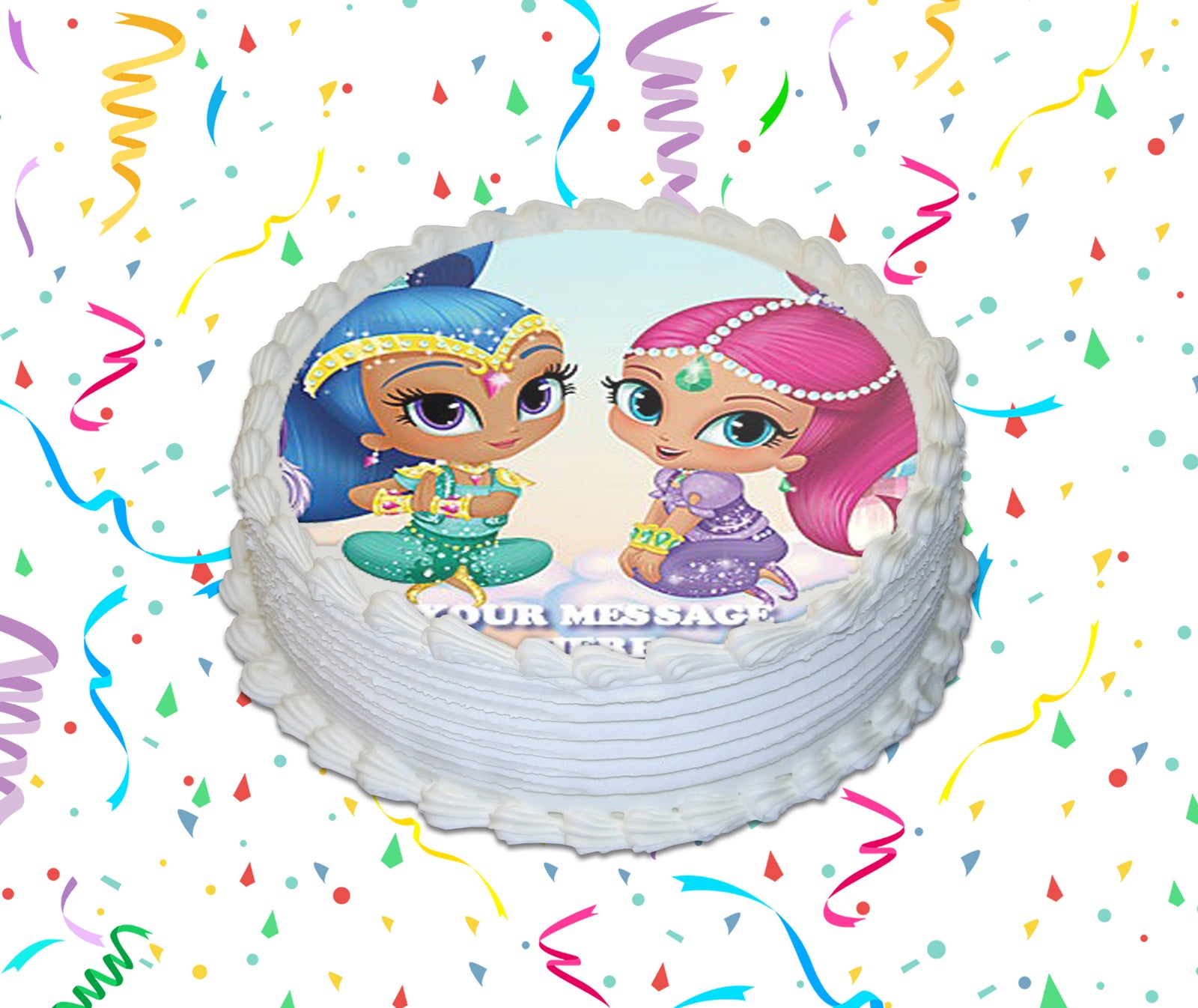 Shimmer And Shine Edible Image Cake Topper Personalized Birthday Sheet Custom Frosting Round Circle